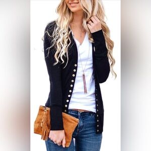 NWT Amazon Black Snap Button Women's Sweater size L